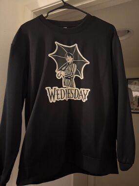 Black "Wednesday" Graphic Crewneck Sweater